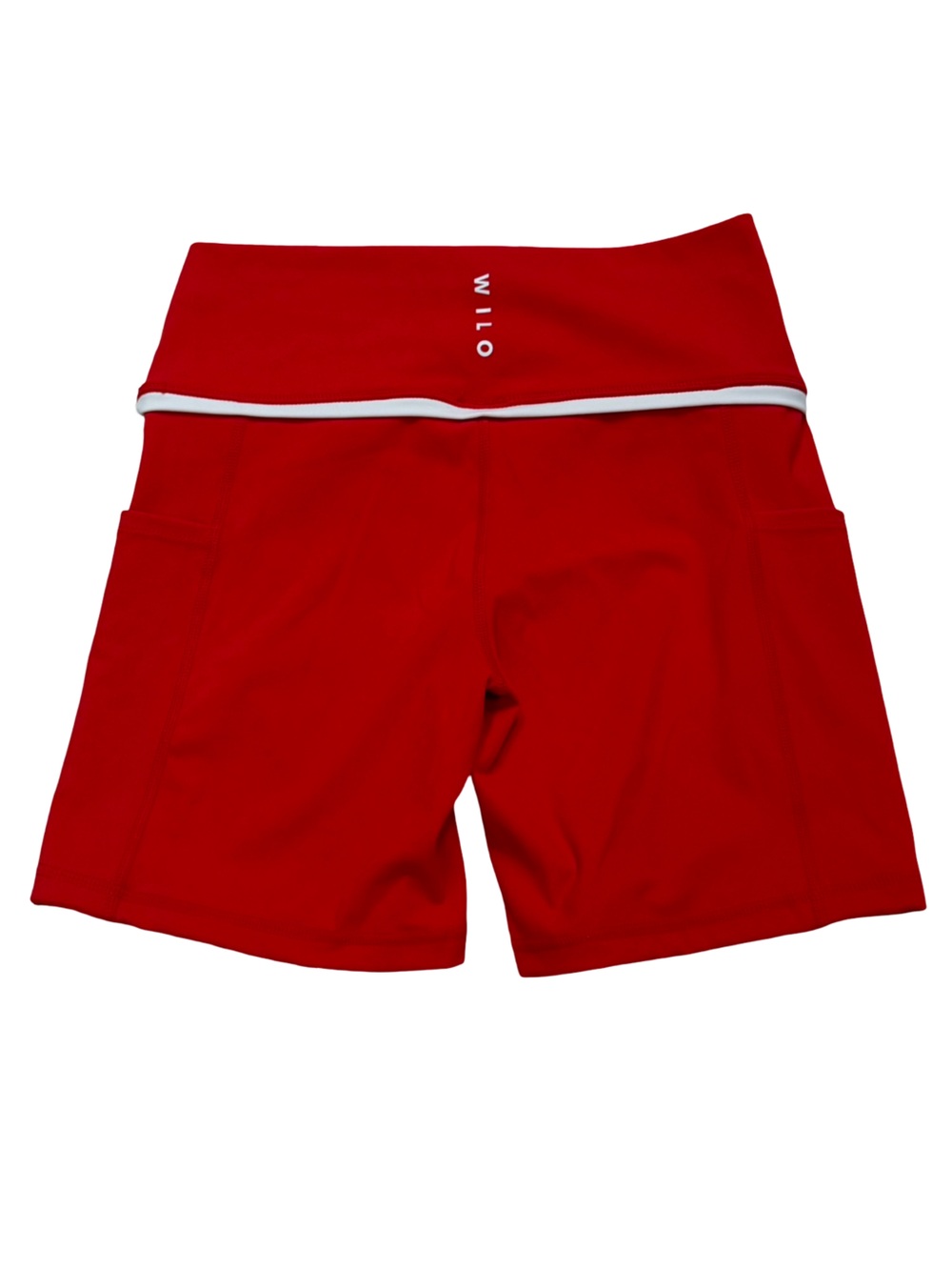 Wilo The Label White Contrast Trim Red Sports Bra & Biker Short Set M NWT - Picture 6 of 8